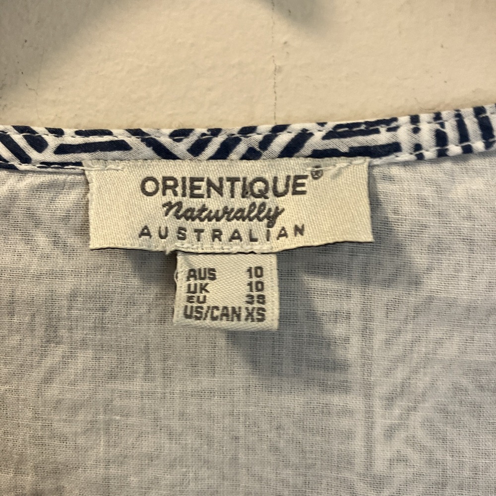 Orientique Naturally Australian  Dress XS Blue White Organic Cotton  Travel - Picture 2 of 10
